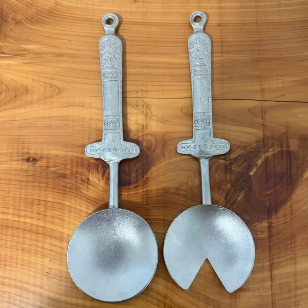 TWL Pewter Co. Set of 2 Silver Tone Salad Servers Made in USA
